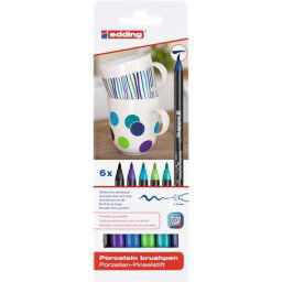 EDDING Ecsetirón készlet, porcelánra, EDDING "4200 Cool color", 6 különböző szín