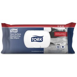 TORK Felületfertőtlenítő tisztítókendő, nedves, 1 rétegű, 60 lap, visszazárható csomag, TORK, citrus