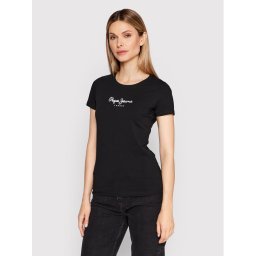 Pepe Jeans Póló New Virginia PL505202 Fekete Slim Fit