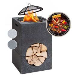 Blumfeldt Monolith, tűzrakóhely grillel, MGO és acél fedél, szikrafogó (FP18-Monolith-BLK)