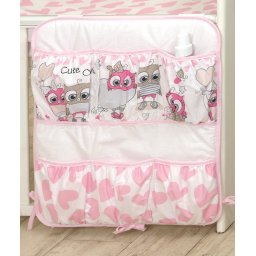 Mama Kiddies(R) Baby Bear zsebes tároló pink-fehér színben baglyos mintával