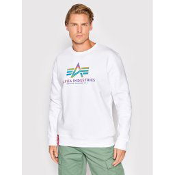 Alpha Industries Pulóver Basic Rainbow Print 178302RR Fehér Regular Fit
