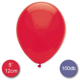 Pasztel, piros lufi, 100 db, 12cm