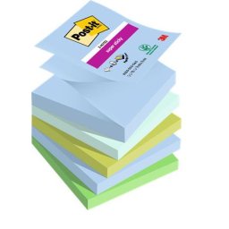 3M POSTIT Öntapadó jegyzettömb, "Z", 76x76 mm, 5x90 lap, 3M POSTIT "Super Sticky Oasis", vegyes színek