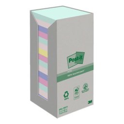 3M POSTIT Öntapadó jegyzettömb, 76x76 mm, 16x100 lap, 3M POSTIT "Nature", vegyes pasztell színek