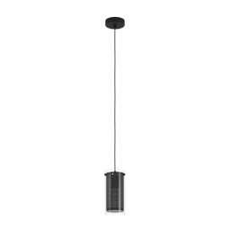LED lámpa , függeszték , mennyezeti , E27 foglalat , fekete , EGLO , PINTO TEXTIL 1 , 900341