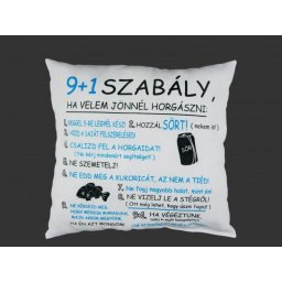 Díszpárna horgász 9+1 szabály 33cm - Tréfás Díszpárna