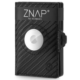 Slimpuro ZNAP Airtag Wallet, 8 kártya, érmés rekesz, 8,9 x 1,5 x 6,3 cm (SZ x M x M), RFID-védelem (ZNAPAirCarbon8)