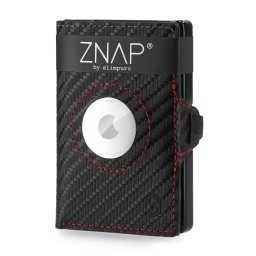 Slimpuro ZNAP Airtag Wallet, 8 kártya, érmés rekesz, 8,9 x 1,5 x 6,3 cm (SZ x M x M), RFID-védelem (ZNAPAirCrbRac8)