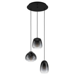 LED lámpa , függeszték , mennyezeti , 3xE27 foglalat , fekete , EGLO , AGUILARES , 900196