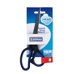 DONAU Olló, irodai, 16,5 cm, DONAU "Soft Grip", fekete-kék