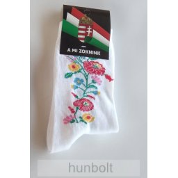 Kalocsai fehér boka zokni 35-38