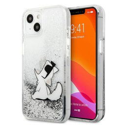 Karl Lagerfeld Liquid Glitter Choupette Fun iPhone 13 mini telefontok (ezüst)