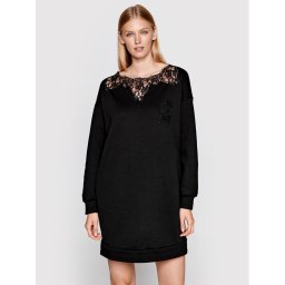 Ermanno Firenze Kötött ruha Q016ED4 Fekete Relaxed Fit