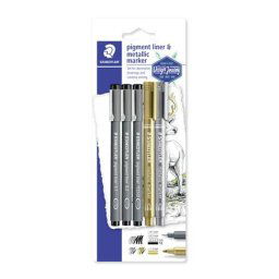 STAEDTLER Tusfilc és dekormarker készlet, 5 db, STAEDTLER, "pigment liner 308"