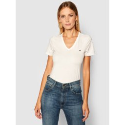 Tommy Jeans Póló Tjw Skinny Stretch DW0DW09197 Fehér Slim Fit
