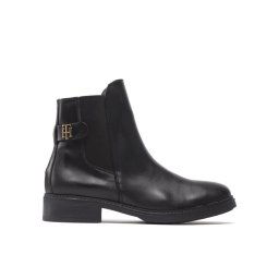 Tommy Hilfiger Bokacsizma Th Leather Flat Boot FW0FW06749 Fekete