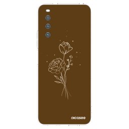 Átlátszó szilikon tok az alábbi mobiltelefonokra Sony Xperia 10 IV 5G - Brown flowers