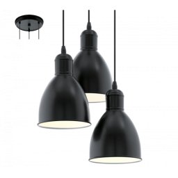 LED lámpa függeszték , mennyezeti , 3 x E27 , acél , fekete , fehér , EGLO , PRIDDY , 49465