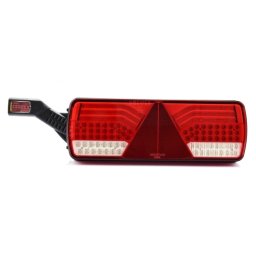Full LED hátsó lámpa kerekített sarkú, háromszög prizmával, gumilámpával 24V Bal