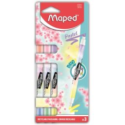 MAPED Szövegkiemelő készlet, 1-5 mm, kétvégű, MAPED "Fluo Peps Duo", 6 különböző pasztell szín