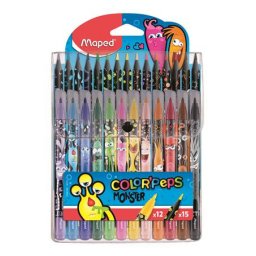 MAPED Filctoll és színes ceruza készlet, MAPED "Color'Peps Monster" 12+15 különböző szín