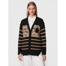 Ermanno Firenze Kardigán N019EH8 Fekete Regular Fit