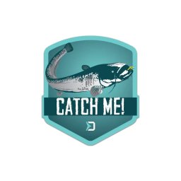 Delphin CATCH ME! harcsa öntapadó matrica, 90x80mm