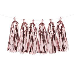Girland bojtokkal, rosegold, 1,5 m, 12db