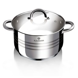 Blaumann Fazék üvegfedővel 7,6 literes rozsdamentes Gourmet Line BL-1022A