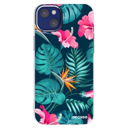 Átlátszó szilikon tok az alábbi mobiltelefonokra Apple iPhone 14 Plus - Pink Monstera
