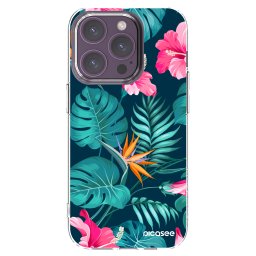 Átlátszó szilikon tok az alábbi mobiltelefonokra Apple iPhone 14 Pro - Pink Monstera