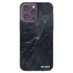Átlátszó szilikon tok az alábbi mobiltelefonokra Apple iPhone 14 Pro Max - Black marble