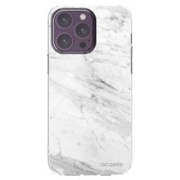 Átlátszó szilikon tok az alábbi mobiltelefonokra Apple iPhone 14 Pro Max - White marble