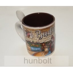 Budapest kanalas színes 1 dl porcelán bögre