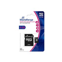 Mediarange Micro SDHC 4GB CL10 + adapter memóriakártya