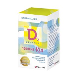 Goodwill D3-vitamin Kid 1000 NE karamell ízű rágótabletta gyermekeknek 90x