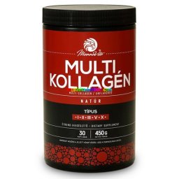 Multi Kollagén italpor Natúr, 3x450 g, 3 havi adag, 5-féle hidrolizált kollagénből, napi 15 g - Mannavita
