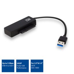 2.5" 3.5" HDD SSD adapter mobilrack SATA USB3.2 Gen1 fekete ACT (AC1515)