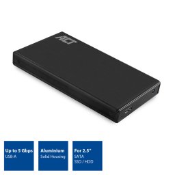 2.5" HDD SSD külső ház mobilrack USB3.2 Gen1 fekete ACT (AC1200)