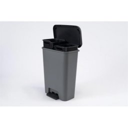 Pedálos szemetes, téglalap alakú, 2x23 l, CURVER \Compatta Duo\, sötétszürke