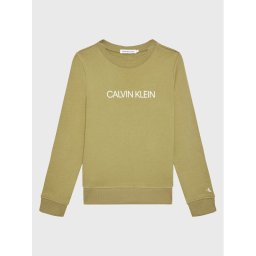 Calvin Klein Jeans Pulóver Institutional Logo IU0IU00162 Zöld Regular Fit