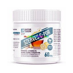 Szerves C-por 114g, azonnal oldódó, gyömbéres - citromos ízű C-vitamin por, 60 adag, nagyon finom, L-aszkorbinsav - Natur Tanya
