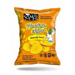 Samai Plantain Főzőbanán Chips Natúr Édes 75 g - Szav. ideje: 2026.10.24.