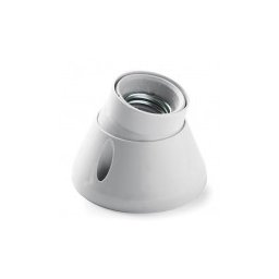 Műanyag talpas foglalat E27 / porcelán betétes, forgatható krém szinben