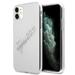 Guess Vintage Script Collection iPhone 11 telefontok (átlátszó ezüst)