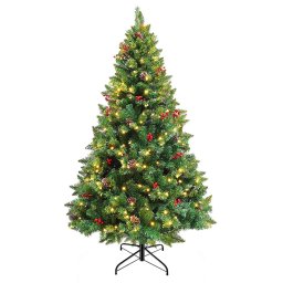 LED-es műfenyő több típusban, melegfehér-260 LED-es, 180 cm