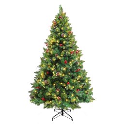 LED-es műfenyő több típusban, melegfehér-320 LED-es, 210 cm