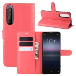 LITCHI Pénztárca borító Sony Xperia 1 II piros