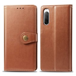 LEATHER BUCKLE Pénztárca tok Sony Xperia 10 II barna